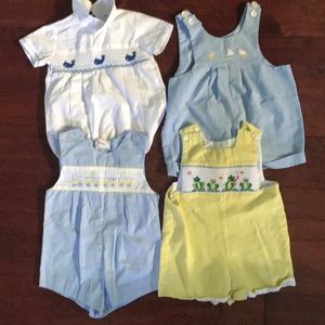 Set of 4 high end “classic” 6 months outfits